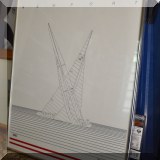 A16. Framed sailing print. 